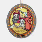 Hond brandweerlieden ornament (Links)