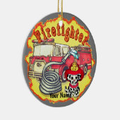 Hond Brandweerman Brandweerman Keramisch Ornament (Rechts)