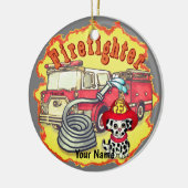 Hond Brandweerman Brandweerman Keramisch Ornament (Links)