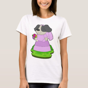 Hond Bruid Boeket Bloemen Bruiloft T-shirt