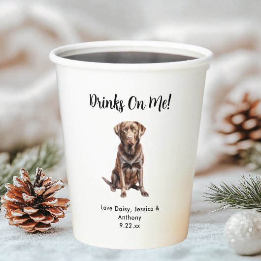 Hond bruiloft papieren bekers