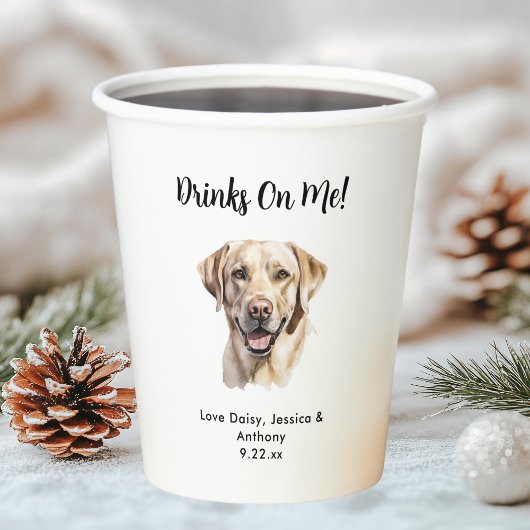 Hond bruiloft papieren bekers