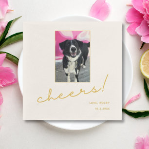 Hond bruiloft servetten goud proost huisdier foto