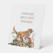 Hond bruiloft teken mama en papa's alsjeblieft reclamebord met voetstuk (Voorkant)