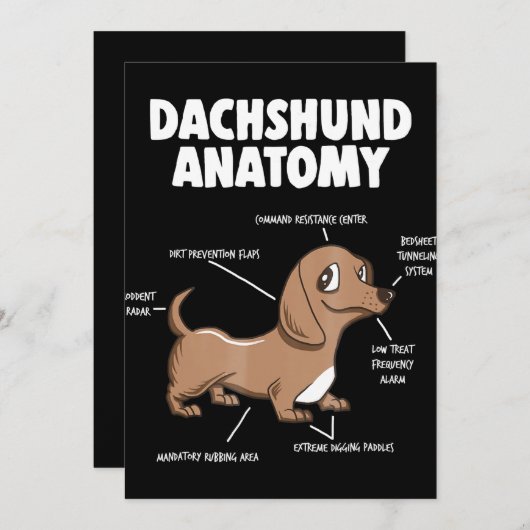 Hond Cadeau | Anatomie Dachshond Grappige Wiener Kaart (Voorkant / Achterkant)