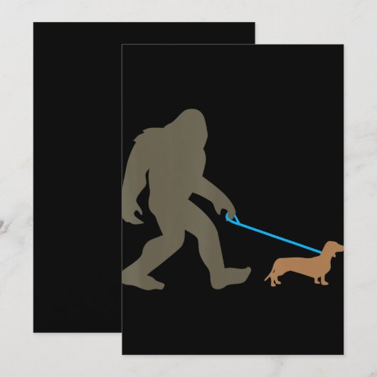 Hond Cadeau | Bigfoot Wandelende Dachshund Feestdagenkaart (Voorkant / Achterkant)