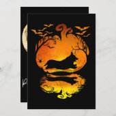 Hond Cadeau | Corgi Silhouet Pompoen Halloween Kaart (Voorkant / Achterkant)