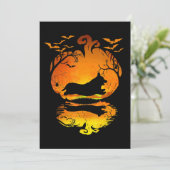 Hond Cadeau | Corgi Silhouette Pompoen Halloween Kaart (Staand voorkant)