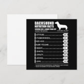 Hond Cadeau | Dachshund Voedingsfeiten Kaart (Voorkant / Achterkant)