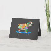 Hond Cadeau | Kleurrijke Coole Bulldog Puppy Skate Feestdagen Kaart (Voorkant)