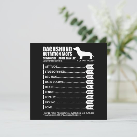 Hond Cadeau | Saushond Voedingsfeiten Kaart (Staand voorkant)