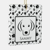 Hond Cadeau Zwart en Wit Ornament (Rechts)