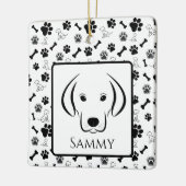 Hond Cadeau Zwart en Wit Ornament (Links)