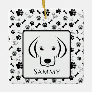 Hond Cadeau Zwart en Wit Ornament
