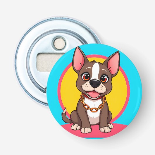 Hond Cartoon Leuke Keuken Decoratie Ontwerp Button Flesopener (Voorkant)