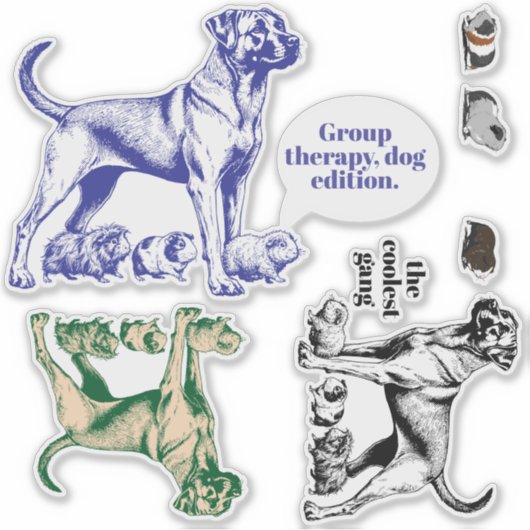 Hond, Cavia's, Therapeut Sticker (Voorkant)