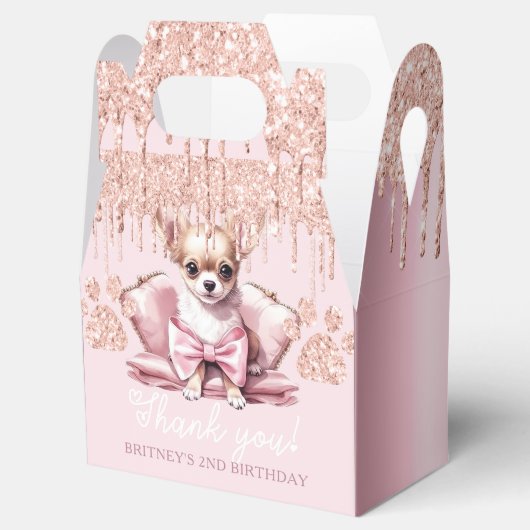 Hond Chihuahua met Glitter Verjaardag Bedankdoosjes (Geopend)
