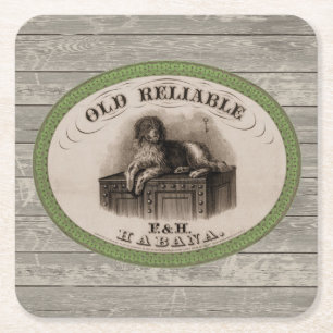 Hond Cigar Label Kartonnen Onderzetters