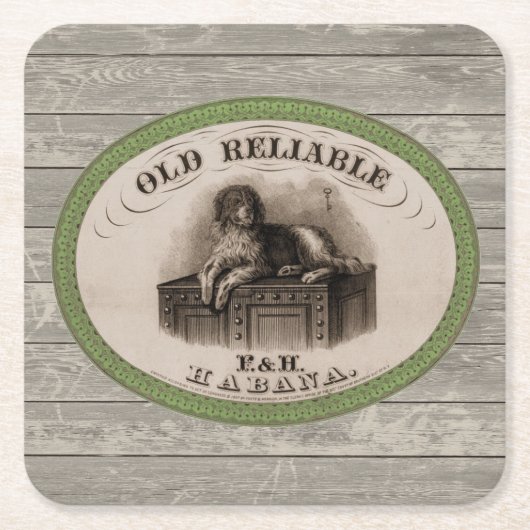  Hond Cigar Label Kartonnen Onderzetters (Voorkant)