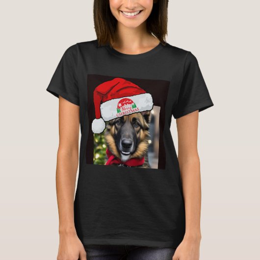 hond claus, hond santa meisjes, Kerstmis T-shirt (Voorkant)