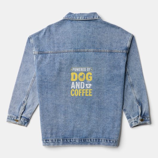 Hond Coffeeliefhebber Aangedreven Door Design Denim Jacket (Achterkant)