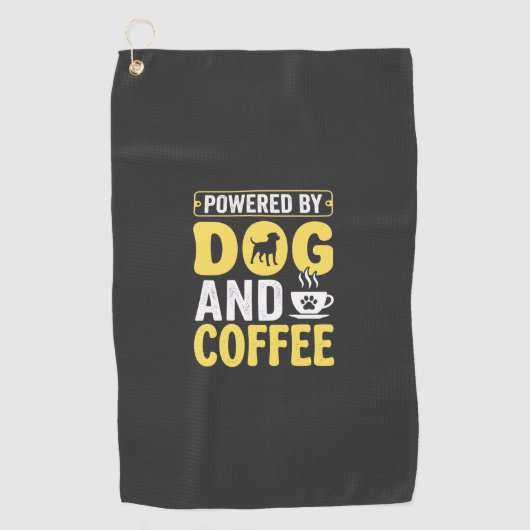 Hond Coffeeliefhebber Aangedreven Door Design Golfhanddoek (Voorkant)