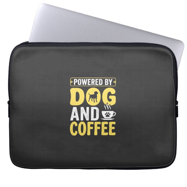 Hond Coffeeliefhebber Aangedreven Door Design Laptop Sleeve (Voorkant)