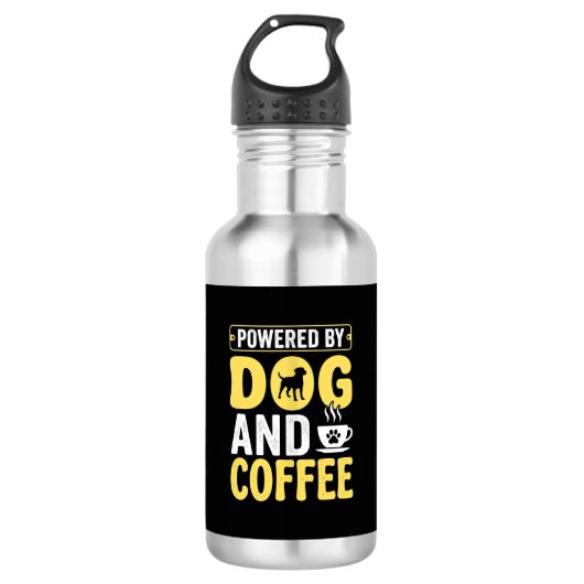 Hond Coffeeliefhebber Aangedreven Door Design Waterfles (Voorkant)