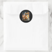 Hond corgi drinkend ijskoffie grappige dier meme ronde sticker (Tas)