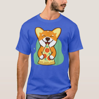 hond corgi eet pizza pet minnaar t-shirt
