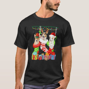 Hond Corgi Kerst Soks Xmas Pyjama Huisdier Puppy   T-shirt
