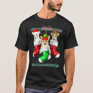Hond Corgi Kerst Soks  Xmas Pyjama Huisdier Puppy T-shirt