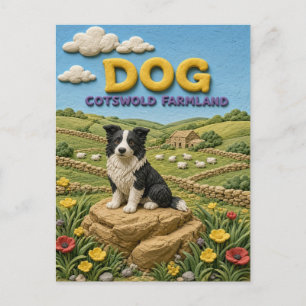 Hond Cotswold Boerenland Modern KlayKoo Briefkaart