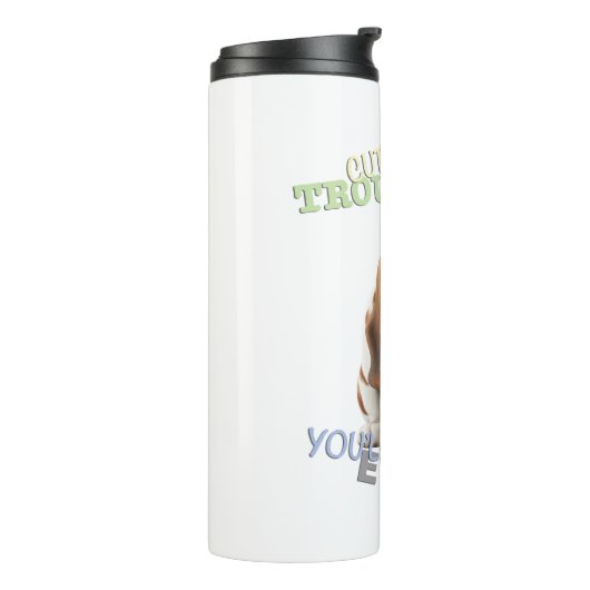 Hond Cuttest Trouble Maker Schattig Schattig Grapp Thermosbeker (Gedraaid links)