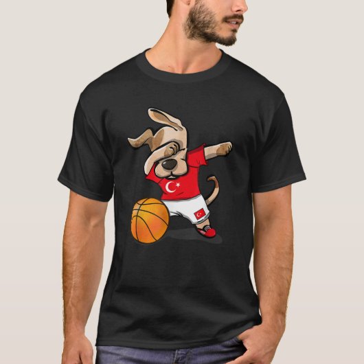 Hond Dabbing Basketbal Turkije Jersey Turks Bal T-shirt (Voorkant)