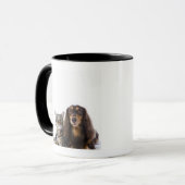 hond (Dachshund) en kat (Japanse kat) op wit Mok (Voorkant links)
