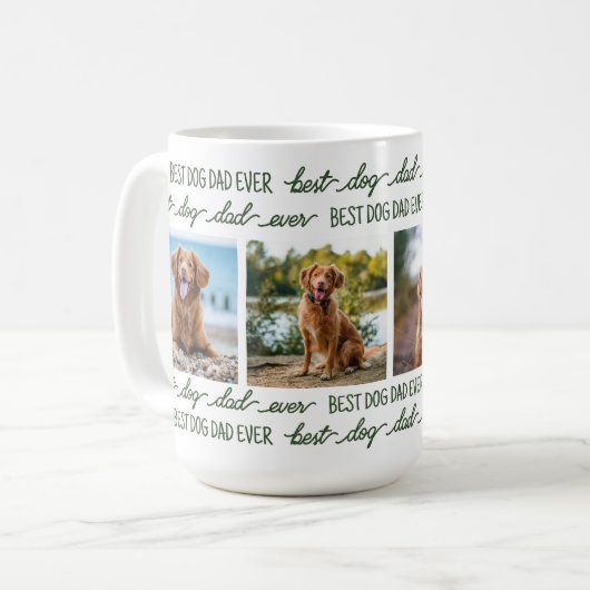 HOND DAD - Gepersonaliseerd huisdier 4 Fotocollage Koffiemok (Voorkant links)