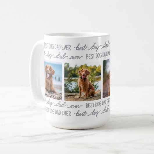 HOND DAD gepersonaliseerd huisdier 4 fotocollage Koffiemok (Voorkant links)