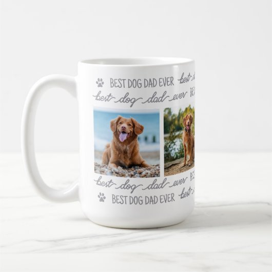 HOND DAD gepersonaliseerd huisdier 4 fotocollage Koffiemok (Links)