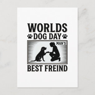 Hond Dags Beste Vriend van de Man Vintage Briefkaart