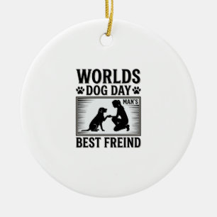 Hond Dags Beste Vriend van de Man Vintage Keramisch Ornament
