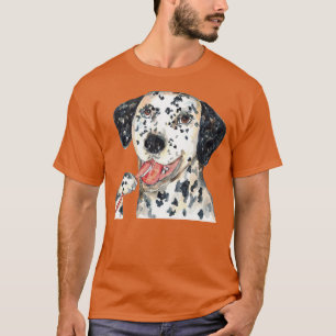 Hond Dalmatische borsteltanden bad waterverf T-shirt