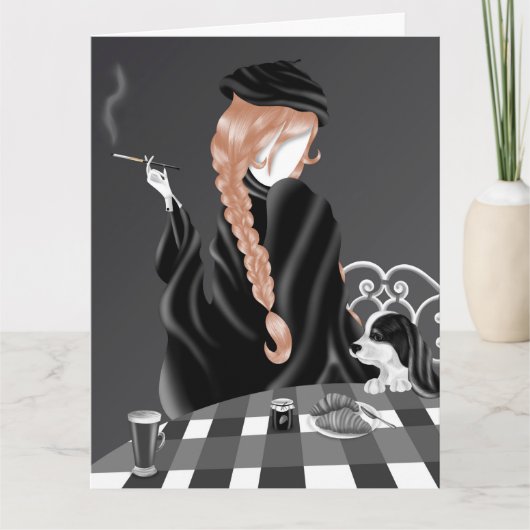 Hond & Dame bij café Bruin haar wenskaart Kaart (Voorkant)