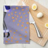 Hond & Dame Herfstbladeren Blauwe Theedoek (Quarter Fold)