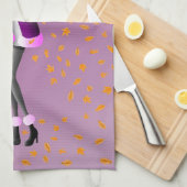 Hond & Dame Herfstbladeren Paarse Theedoek (Quarter Fold)