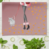 Hond & Dame Herfstbladeren Rood Theedoek (Gevouwen)