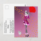 Hond & Dame Herfstbladeren Roze Ansichtkaart Briefkaart (Voorkant / Achterkant)