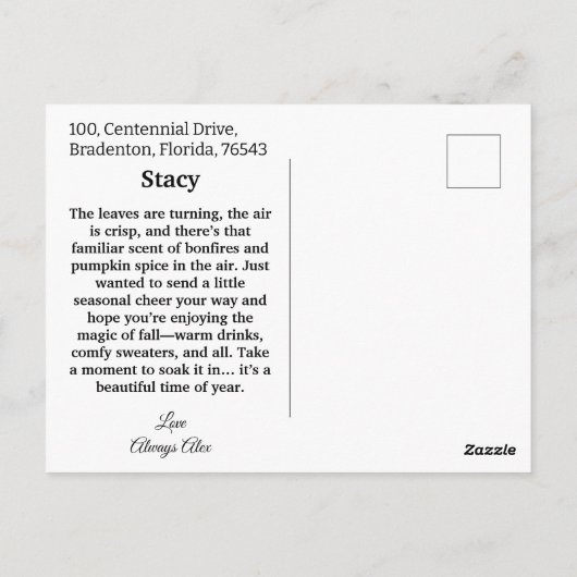 Hond & Dame Herfstbladeren Roze Ansichtkaart Briefkaart (Achterkant)