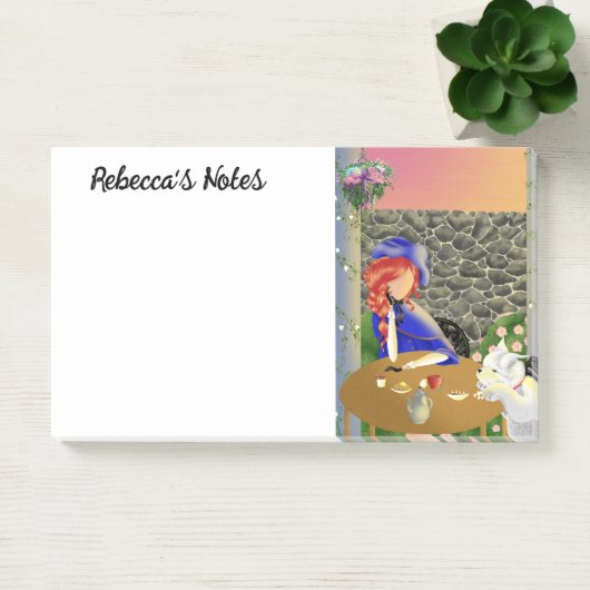 Hond & Dame in Café bij Zonsondergang Notities Post-it® Notes (Kantoor)