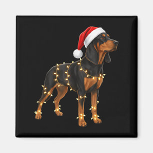 Hond Daschund Ingepakt in Kerstlichtjes - Feestdag Magneet